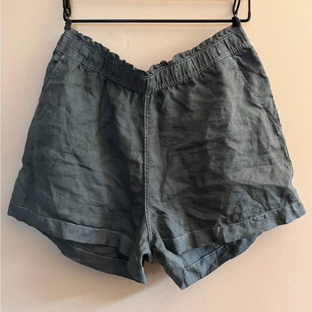 H&M Womens Linen Shorts Green/blue Large